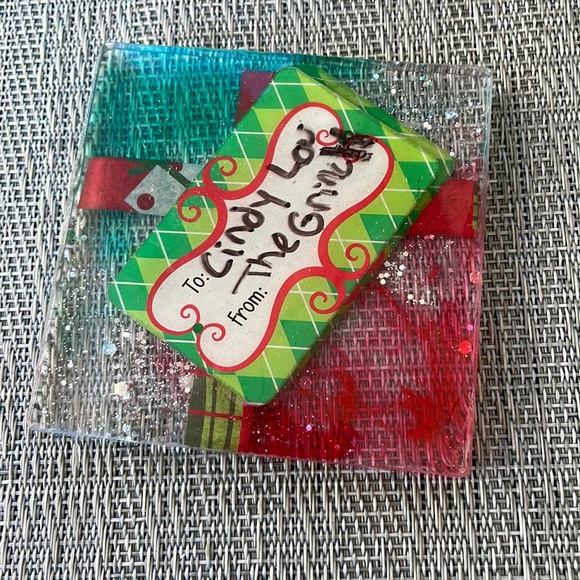 XMAS Handmade Fun and Festive Holiday Square Coaster Set and Holder - Picture 3 of 16